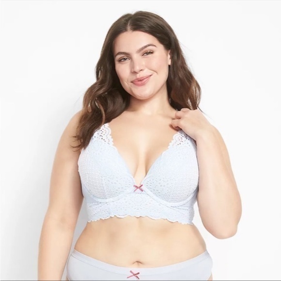 Lane Bryant Nwot Light Blue Smooth Boost Plunge Bra With Lace